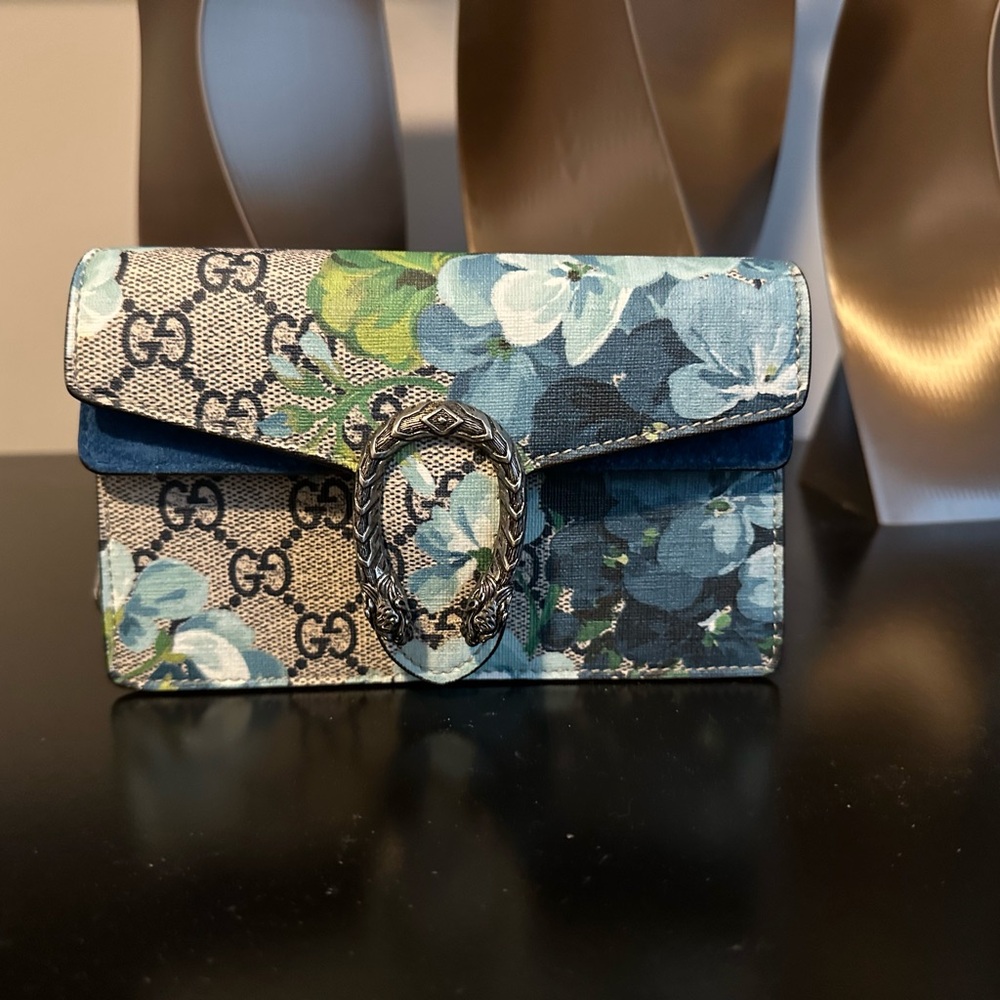 Gucci Dionysus Supermini Blue Leather Shoulder Bag GHW – Authentic Clutch - Picture 5 of 11